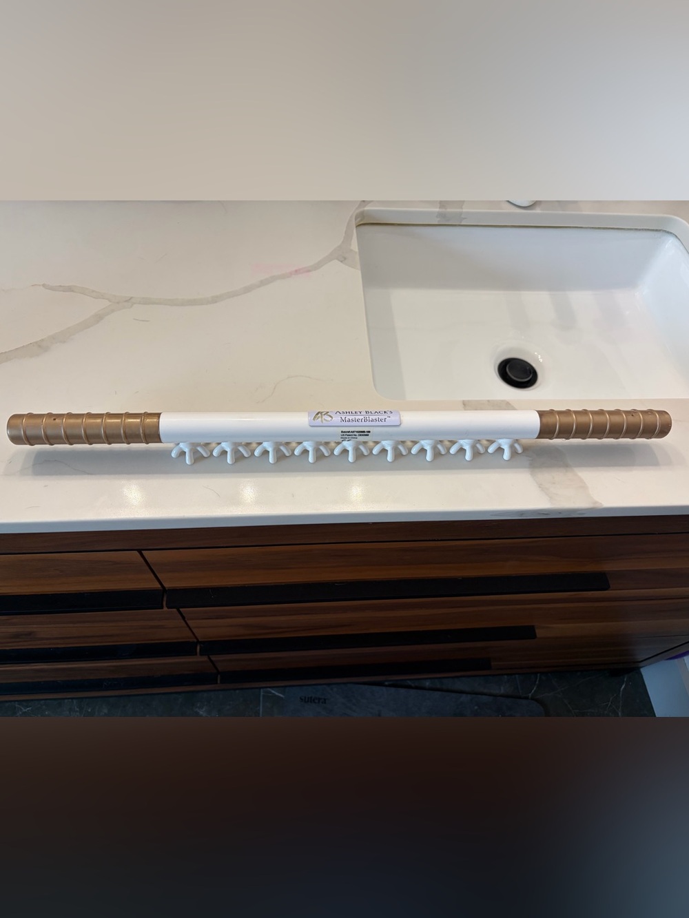 MasterBlaster Massage Roller Stick in White and Gold